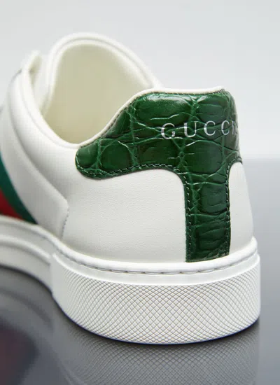 Shop Gucci Men Ace Web Sneakers In White