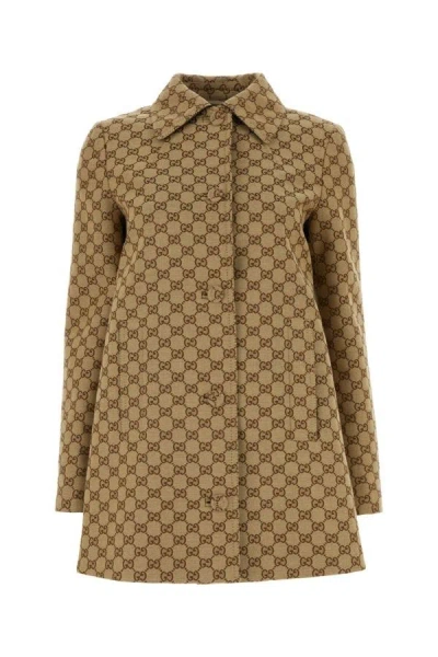 Shop Gucci Woman Gg Fabric Coat In Multicolor