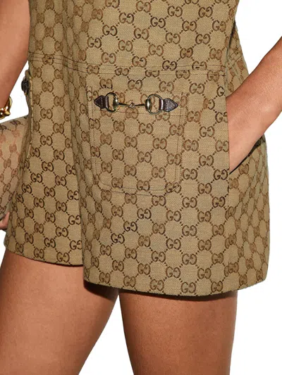 Shop Gucci Women Gg Canvas Jumpsuit In Cream