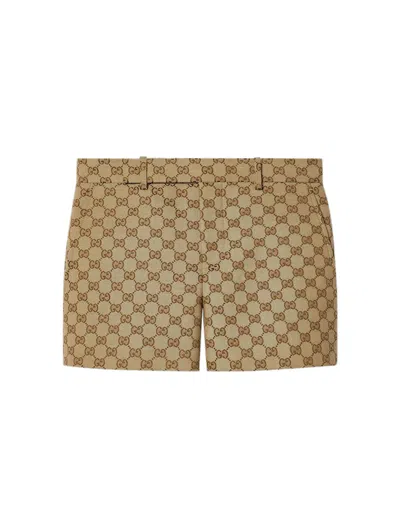Shop Gucci Women Shorts In Gg Fabric In Cream