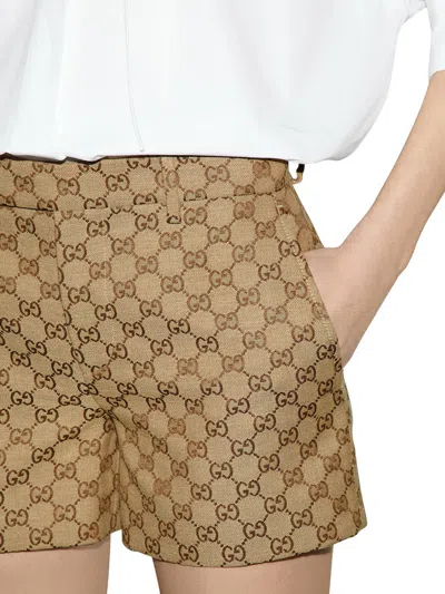 Shop Gucci Women Shorts In Gg Fabric In Cream