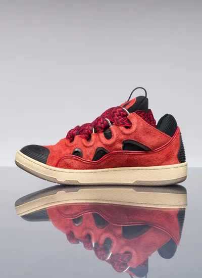 Shop Lanvin Men Curb Sneakers In Red