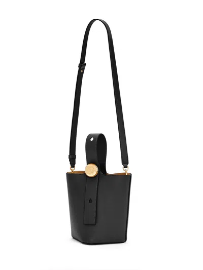 Shop Loewe Women Mini Pebble Bucket Bag In Black