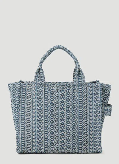 Shop Marc Jacobs Women Monogram Washed Denim Mini Tote Bag In Blue