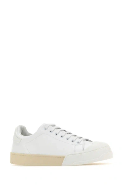 Shop Marni Man White Leather Dada Sneakers