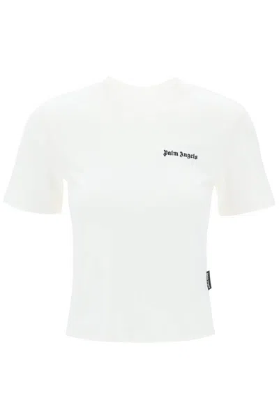 Shop Palm Angels "round-neck T-shirt With Embroidered Women In White