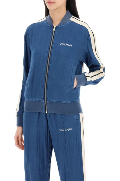 Shop Palm Angels Chambray Track Sweat Women In Blue