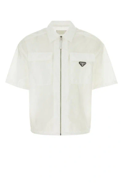 Shop Prada Man White Re-nylon Shirt
