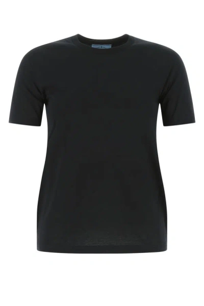 Shop Prada Woman Black Cotton T-shirt Set