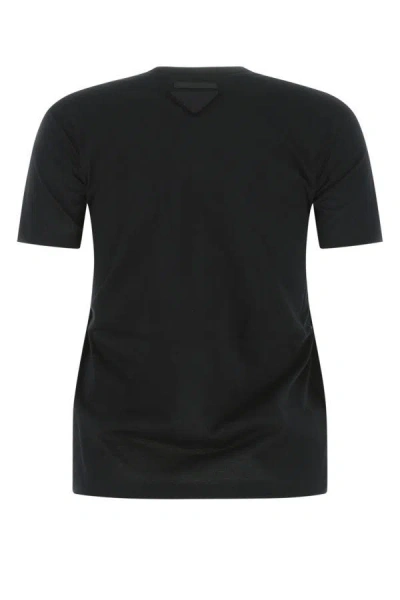 Shop Prada Woman Black Cotton T-shirt Set