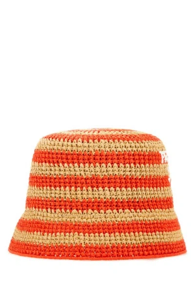 Shop Prada Woman Embroidered Raffia Hat In Multicolor