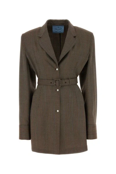 Prada Blazer Wool Pinstripe Pattern In Multicolor