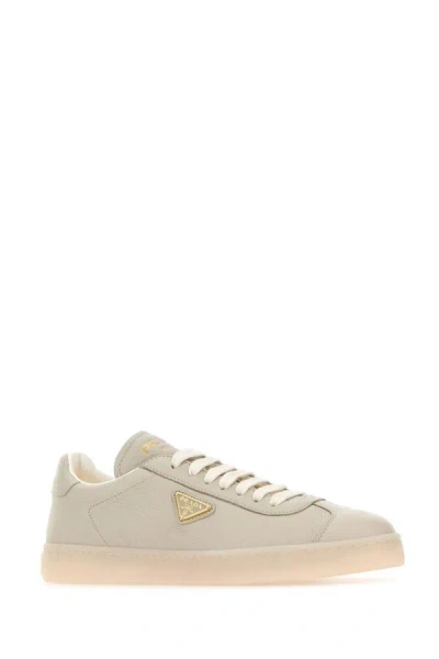 Shop Prada Woman Sand Leather Downtown Sneakers In Brown