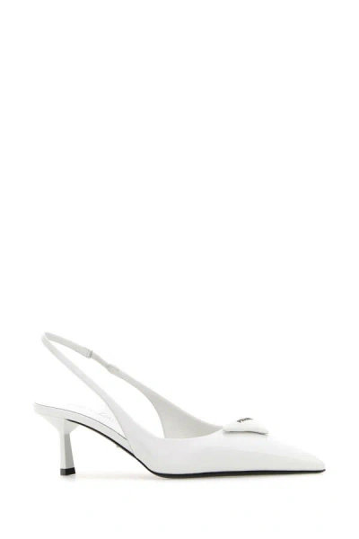 Shop Prada Woman White Leather Pumps