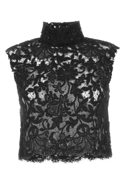 Shop Saint Laurent Woman Black Lace Top