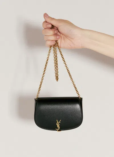 Shop Saint Laurent Women Cassandre Chain Mini Bag In Black