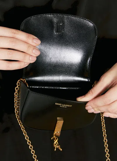 Shop Saint Laurent Women Cassandre Chain Mini Bag In Black