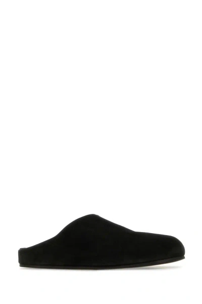Shop The Row Man Black Suede Hugo Slippers