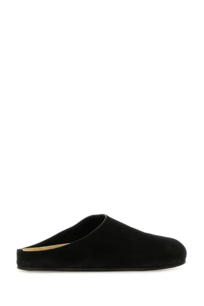 Shop The Row Man Black Suede Hugo Slippers