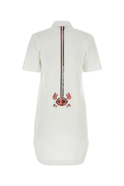 Shop Thom Browne Woman White Piquet Mini Shirt Dress