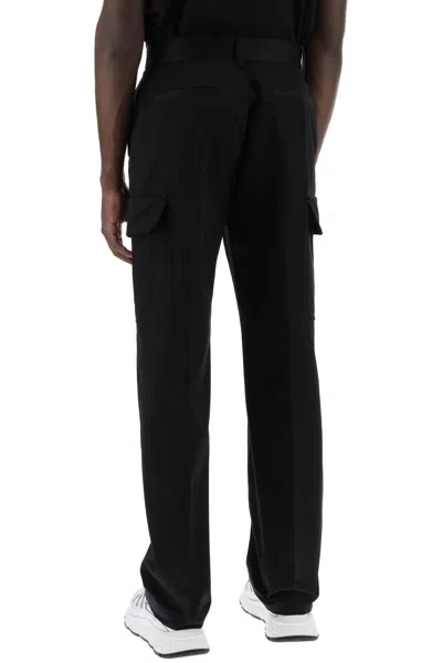 Shop Versace Cotton Gabardine Cargo Pants In Men In Black
