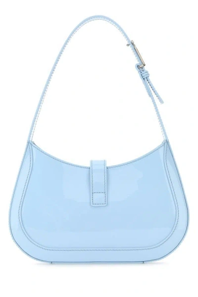 Shop Versace Woman Pastel Light-blue Leather Small Greca Goddess Shoulder Bag