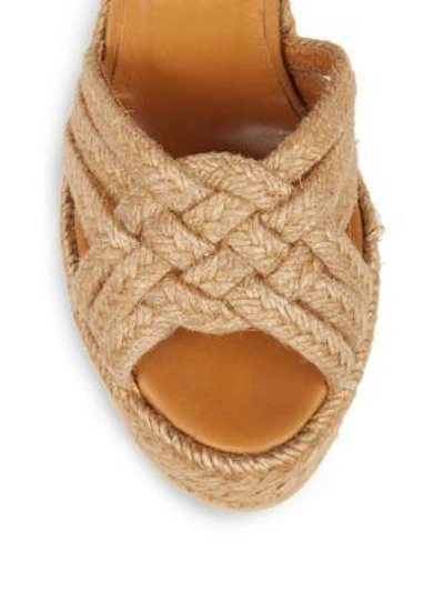 Shop Saint Laurent Woven Espadrille Wedge Sandals In Almond