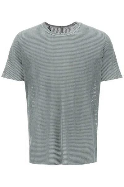 Shop Boris Bidjan Saberi T Shirt Traforata In Cotone In Green, Grey