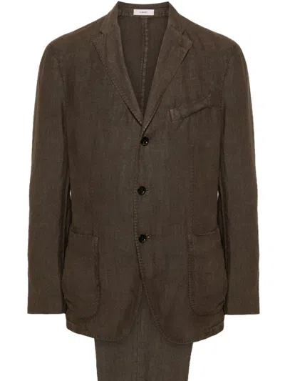 Shop Boglioli Linen Single-breasted Suit In Brown