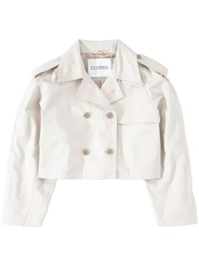Shop Closed Cotton Cropped Trench In White