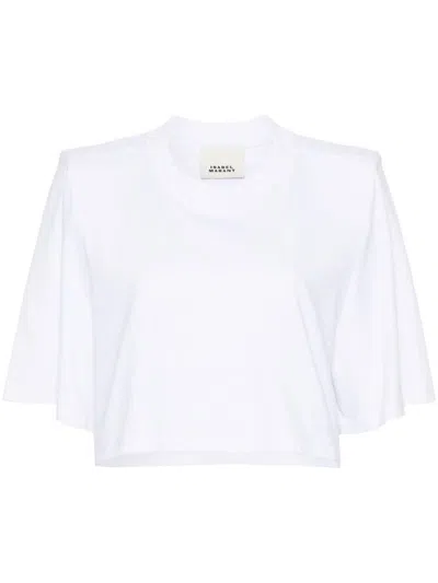 Shop Isabel Marant Zaely Cotton Cropped T-shirt In White