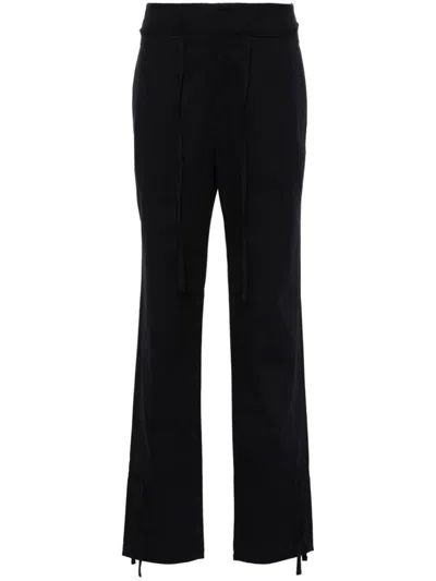 Lemaire Navy Blue Drawstring Trousers In Blue
