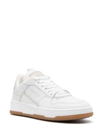 Shop Woolrich Low Basket Leather Sneakers In White