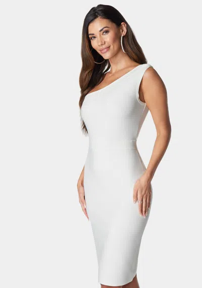Shop Bebe Bandage One Shoulder Dress In Ivory