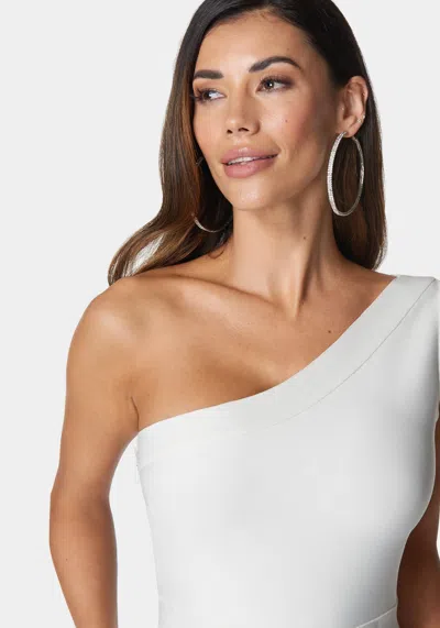 Bebe Bandage One Shoulder Dress In Ivory