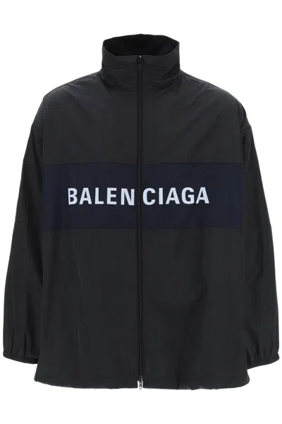 Shop Balenciaga Windbreaker Jacket With Logo Lettering In Multicolor