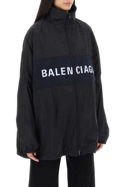 Shop Balenciaga Windbreaker Jacket With Logo Lettering In Multicolor