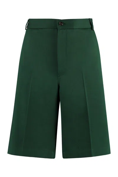 Shop Gucci Cotton Bermuda Shorts In Green