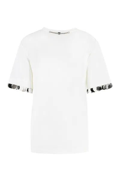 Rabanne Disc Trim Crewneck T-shirt In White