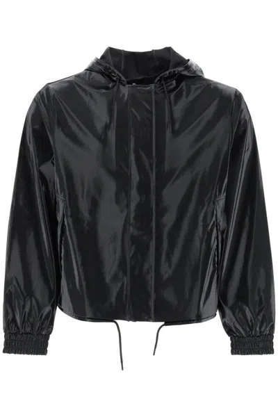 Shop Rains Hooded Rain Jacket With In Black