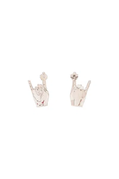 Shop Y/project Mini Rock On Earrings In Silver