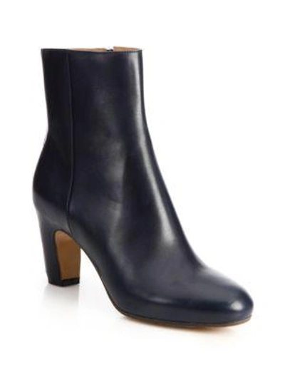 Shop Maison Margiela Leather Ankle Boots In Navy