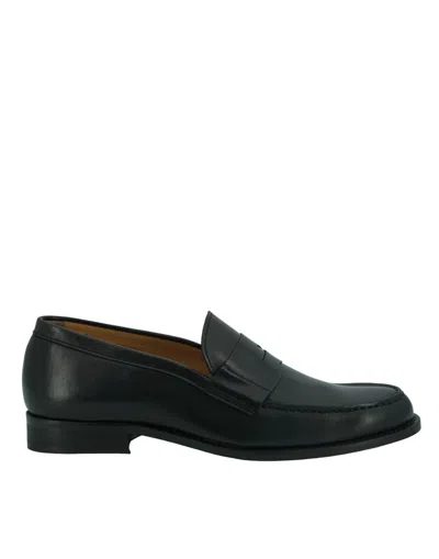 Shop Saxone Of Scotland Black Calf Leather Mens Loafers Shoes