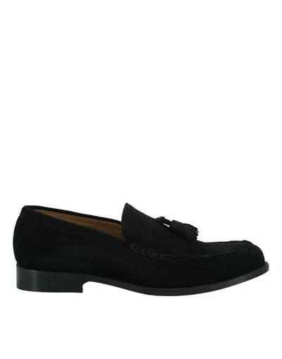Shop Saxone Of Scotland Dark Blue Suede Leather Mens Loafers Shoes