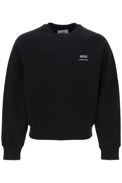 Shop Ami Alexandre Mattiussi Organic Cotton Crewneck Sweatshirt In Black