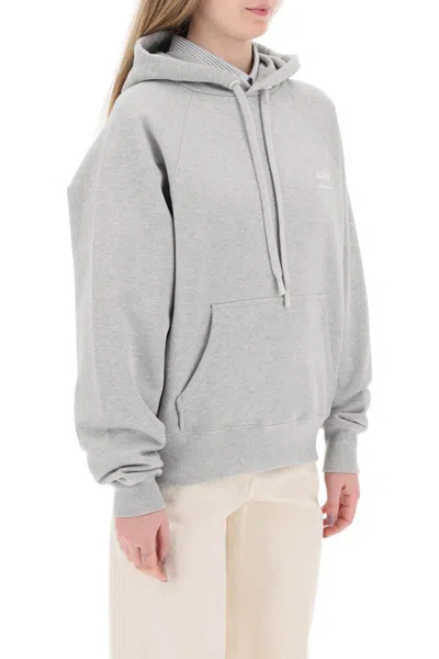 Shop Ami Alexandre Mattiussi Organic Cotton Hoodie With Hood In Grey