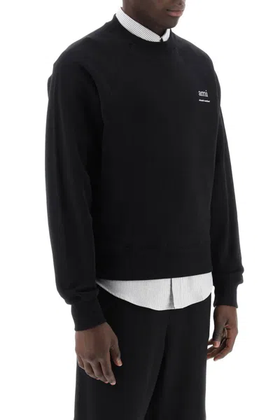 Shop Ami Alexandre Mattiussi Organic Cotton Crewneck Sweatshirt In Black