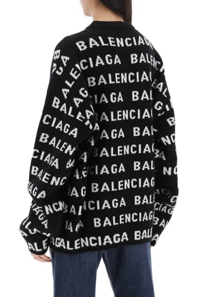 Shop Balenciaga "logo All Over Print Pullover In Black