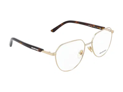 Shop Balenciaga Eyeglasses In Gold Havana Transparent