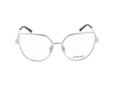 Shop Balenciaga Eyeglasses In Silver Silver Transparent
